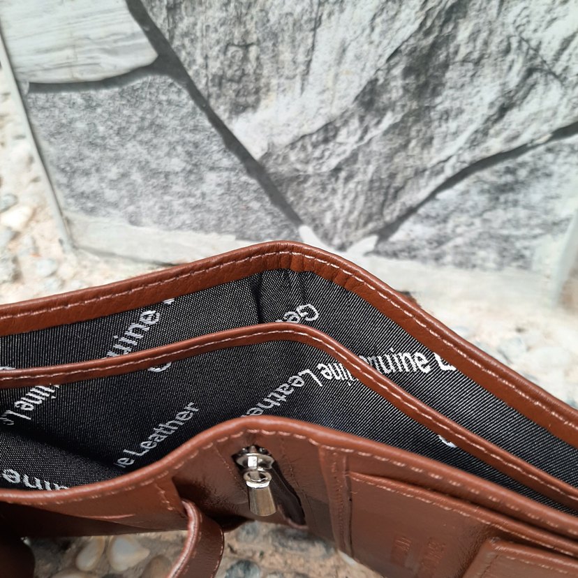 0129 Hakiki Deri Erkek Bozuk Para Gözlü Taba Cüzdan - Görsel 5