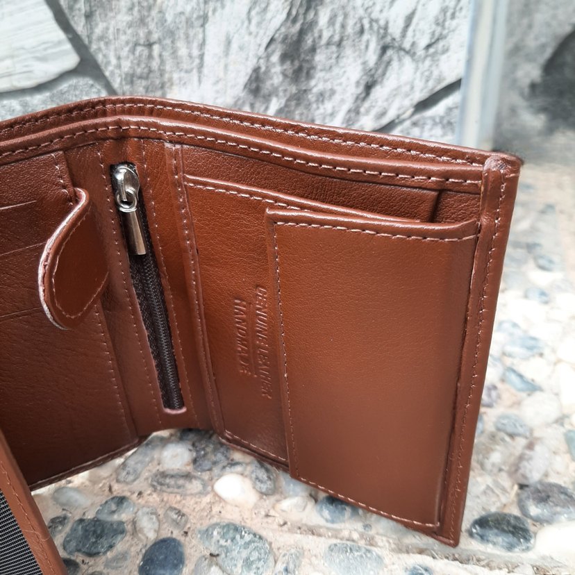 0129 Hakiki Deri Erkek Bozuk Para Gözlü Taba Cüzdan - Görsel 3