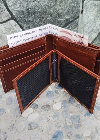 Hakiki Deri Erkek Bozuk Para Gözlü Taba Cüzdan gvn-0130 - Görsel 2