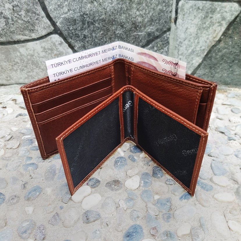 Hakiki Deri Erkek Bozuk Para Gözlü Taba Cüzdan gvn-0130 - Görsel 2