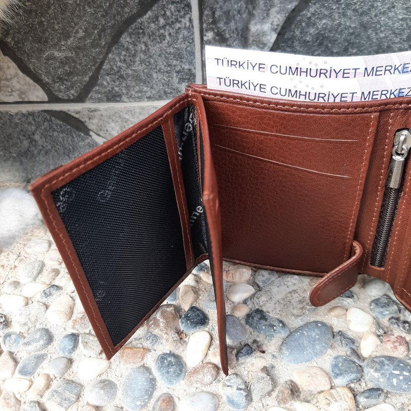 Hakiki Deri Erkek Bozuk Para Gözlü Taba Mini Cüzdan gvn-0131 - Görsel 4