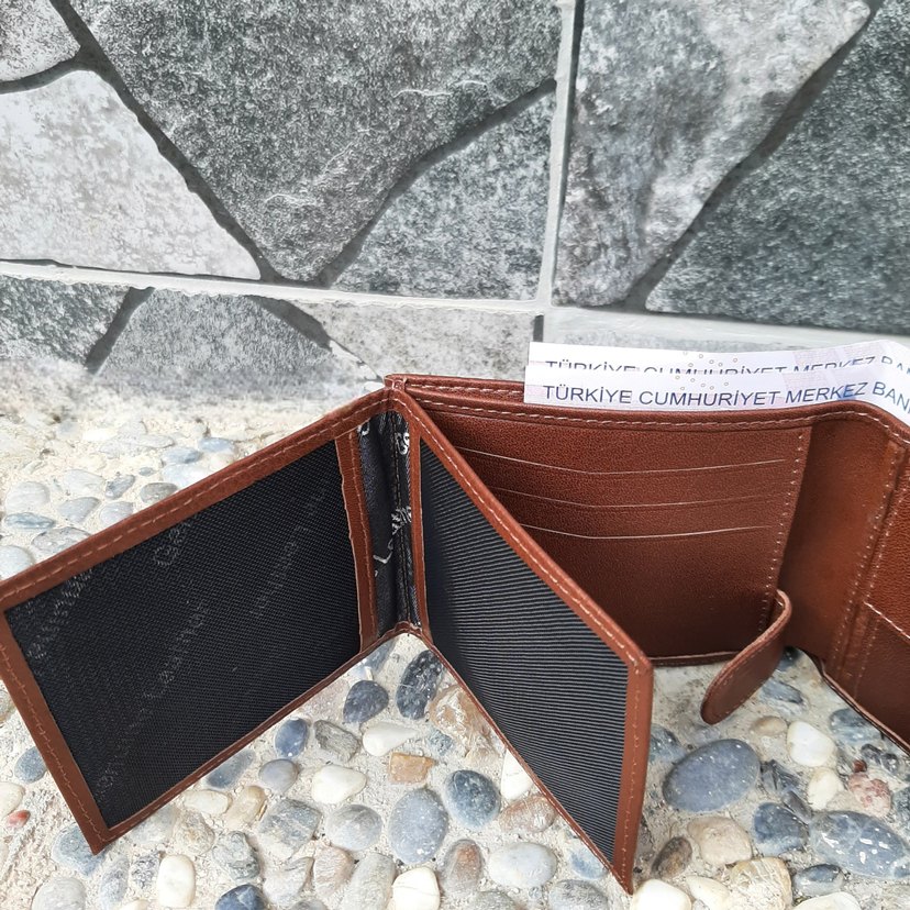 0132 Hakiki Deri Erkek Bozuk Para Gözlü Taba Cüzdan - Görsel 4