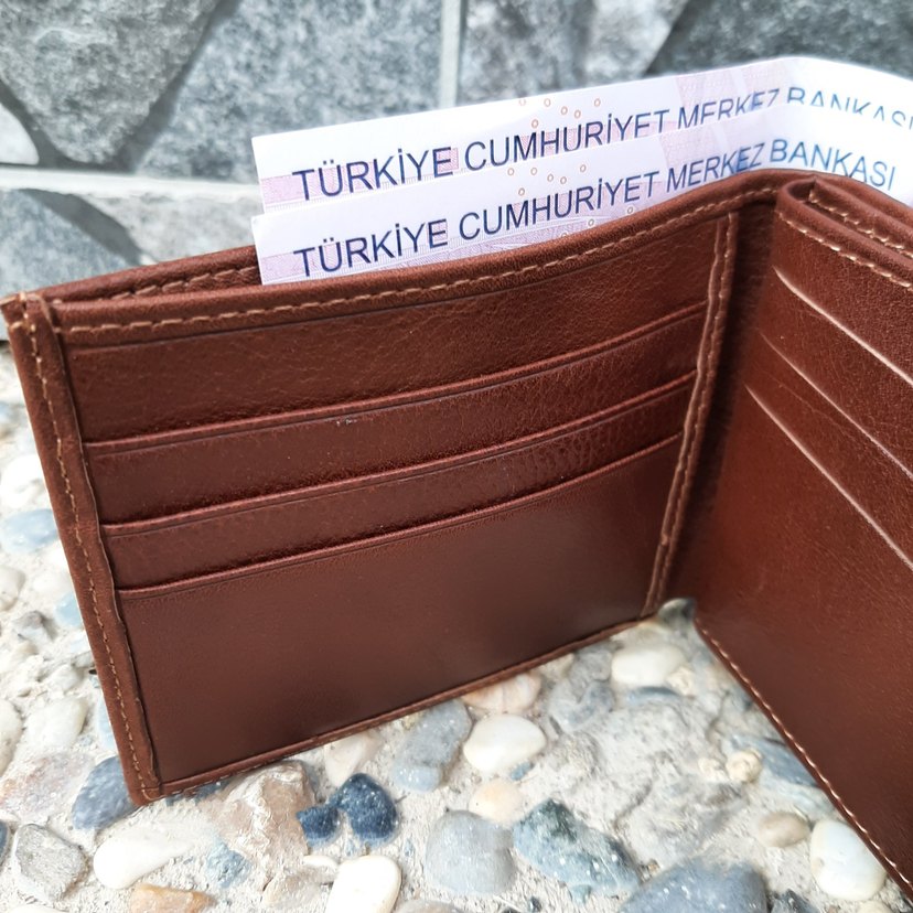 Hakiki Deri Erkek Bozuk Para Gözlü Taba Cüzdan gvn-0133 - Görsel 3
