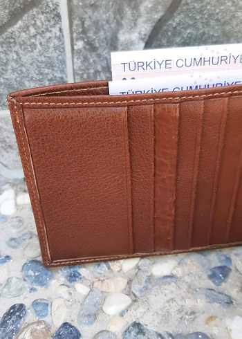 Beden turuncu Renk Hakiki Deri Erkek Yatay Büyük Boy Taba Cüzdan gvn-0136