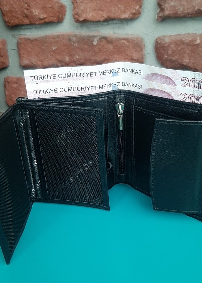 Hakiki Deri Erkek Bozuk Para Gözlü Siyah Mini Cüzdan gvn-0116 - Görsel 2