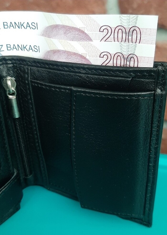 Hakiki Deri Erkek Bozuk Para Gözlü Siyah Mini Cüzdan gvn-0116 - Görsel 3