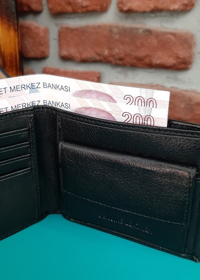 Hakiki Deri Erkek Bozuk Para Gözlü Siyah Cüzdan gvn-0117 - Görsel 4