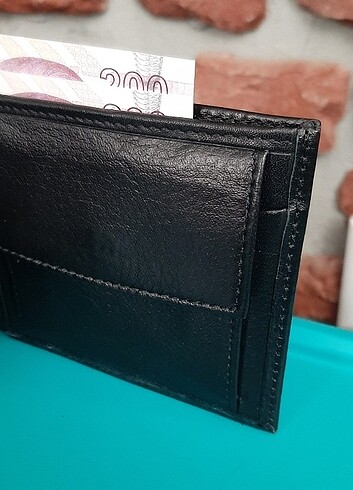 Hakiki Deri Erkek Bozuk Para Gözlü Siyah Cüzdan gvn-0118 - Görsel 2