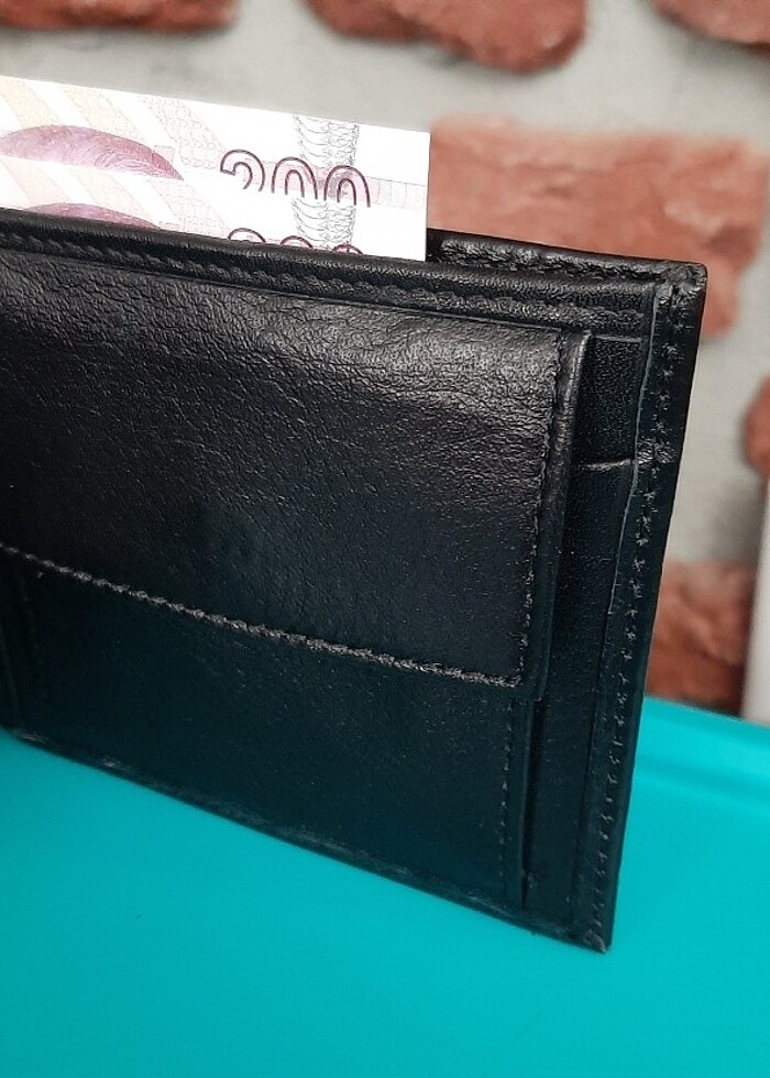 Hakiki Deri Erkek Bozuk Para Gözlü Siyah Cüzdan gvn-0118 - Görsel 2