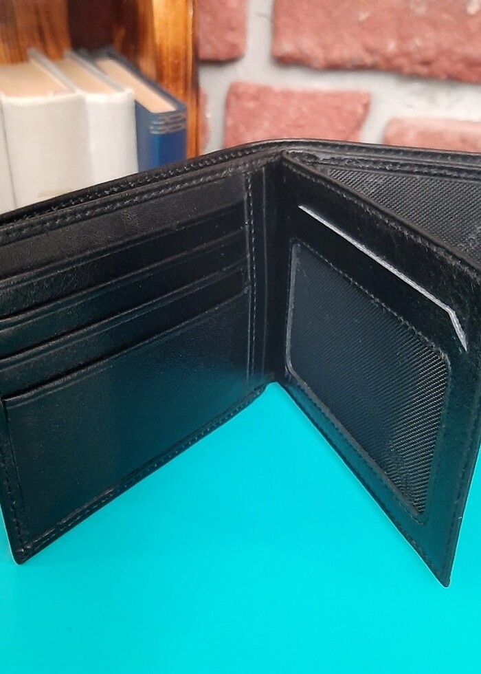 0122 Hakiki Deri Erkek Yatay Siyah Cüzdan - Görsel 3