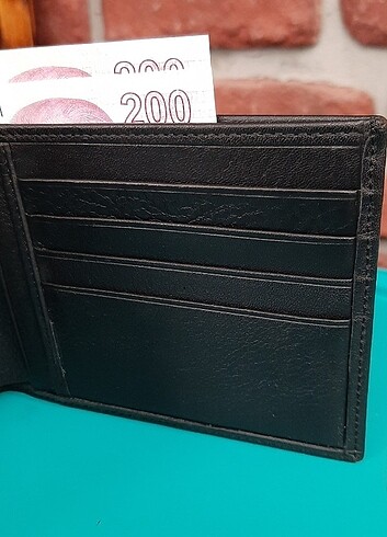 0125 Hakiki Deri Erkek Yatay Büyük Boy Siyah Cüzdan - Görsel 4