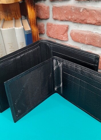 0125 Hakiki Deri Erkek Yatay Büyük Boy Siyah Cüzdan - Görsel 2