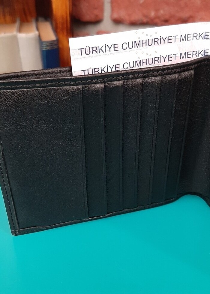 0125 Hakiki Deri Erkek Yatay Büyük Boy Siyah Cüzdan - Görsel 3