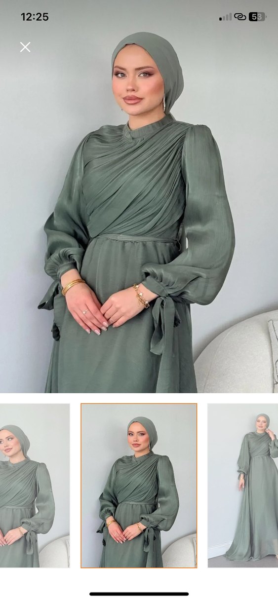 Şulemoda Giyim Su Piliseli Haki Abiye - Görsel 3