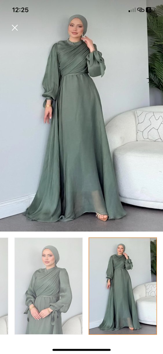 Şulemoda Giyim Su Piliseli Haki Abiye - Görsel 2