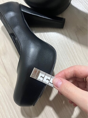 36 Beden Siyah deri platform topuklu ayakkabı