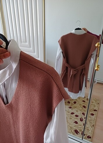 Triko kuşaklı süveter - Görsel 4