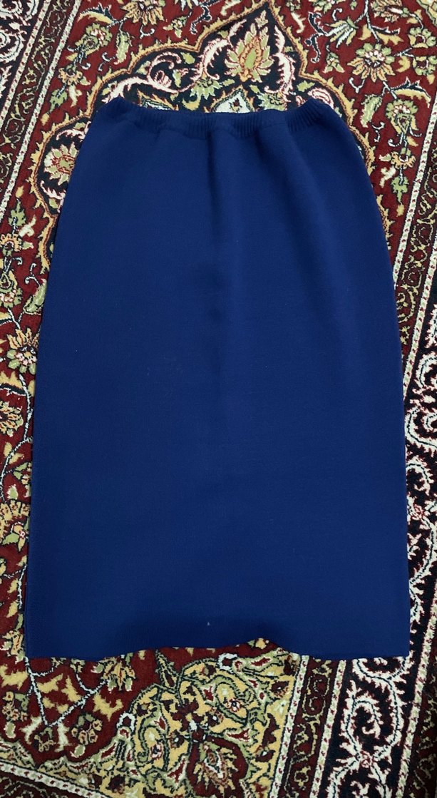 Drapeli Lacivert Uzun Etek sonbahar kış eteği - Görsel 2