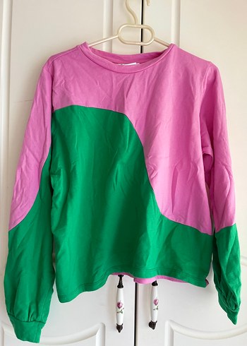 Defacto Kadın Pembe-Yeşil Baskılı Sweatshirt
