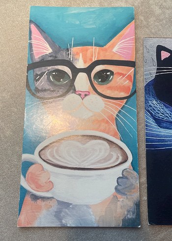 Gri Kedi Temalı Dekoratif Tablo Seti - Görsel 4