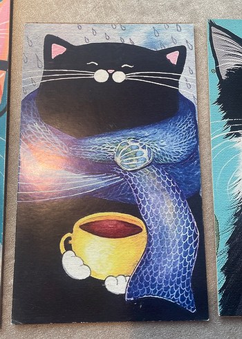 Gri Kedi Temalı Dekoratif Tablo Seti - Görsel 3