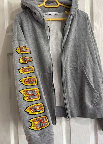 Sandro Gri Melanj Kapusonlu Fermuarli Sweatshirt