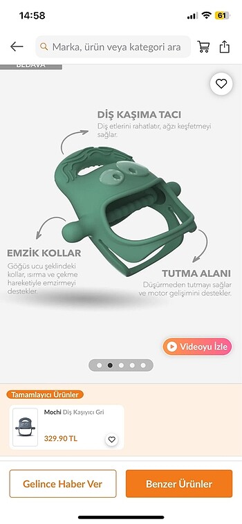 Beden yeşil Renk Mochi diş kaşıyıcı