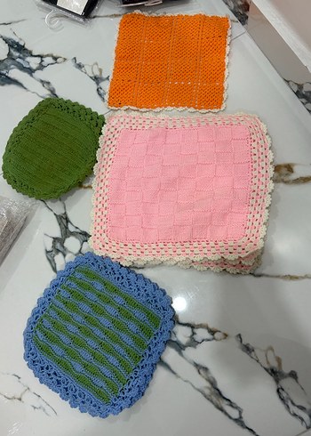 Pastel Renkli Çoklu Banyo Süngeri Seti El Emeği - Görsel 2