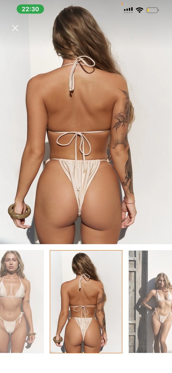 Bej İpli Minimalist Bikini Takımı - Görsel 2