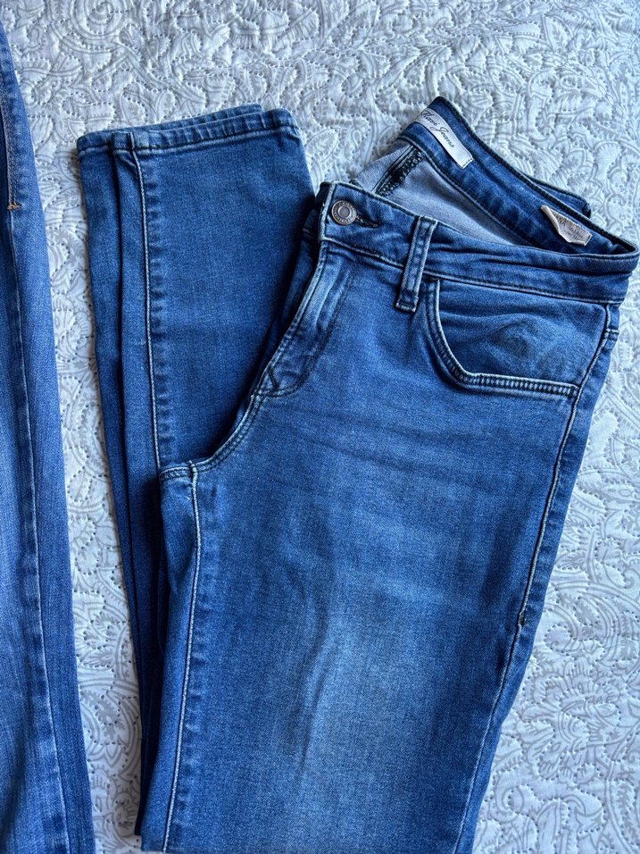 Tokalı Mavi Normal Boy Kadın Denim Pantolon - Görsel 2