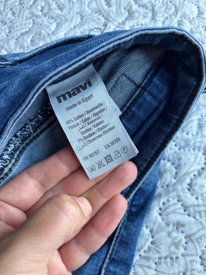 Tokalı Mavi Normal Boy Kadın Denim Pantolon - Görsel 3