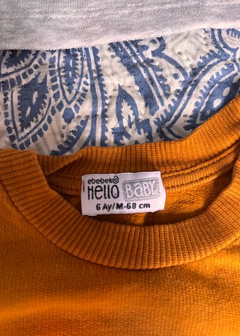 6 Ay Beden kahverengi Renk Bebek Erkek Nakışlı Renkli Sweatshirt ve Pantolon Seti