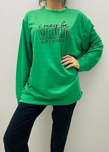 xl Beden Kadın Yeşil Sweatshirt , Oversize Sweatshirt