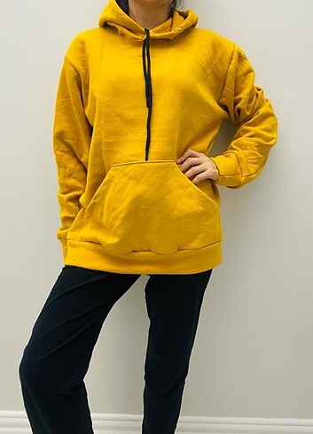 Kadın Sarı Sweatshirt , Oversize Sweatshirt