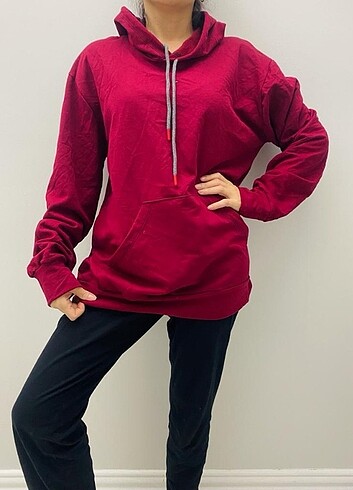 Kadın Kırmızı Sweatshirt , Oversize Sweatshirt