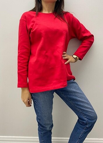 l Beden Kadın Kırmızı T-Shirt , Oversize T-Shirt