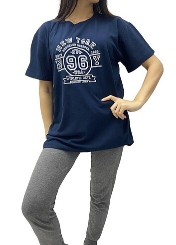 Kadın Lacivert T-Shirt , Oversize T-Shirt