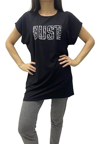 Kadın Siyah T-Shirt , Oversize T-Shirt