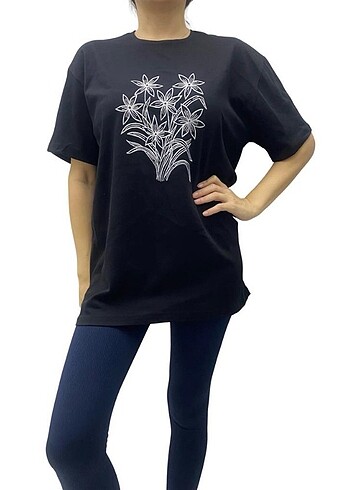 Kadın Siyah T-Shirt , Oversize T-Shirt