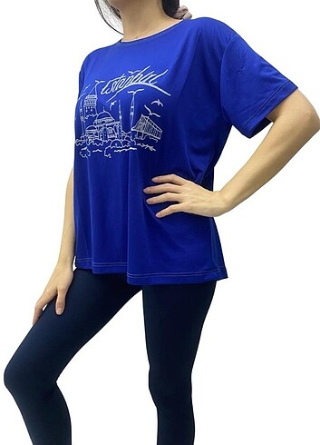 xl Beden lacivert Renk Kadın Lacivert T-Shirt , Oversize T-Shirt