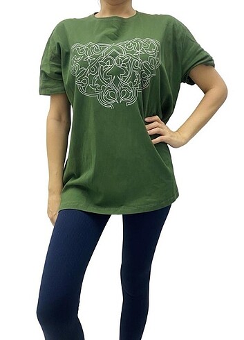 Kadın Yeşil T-Shirt , Oversize T-Shirt