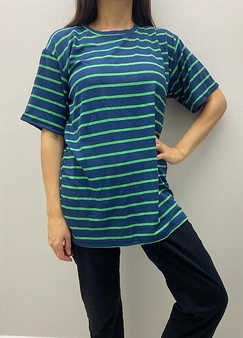 xl Beden Kadın Çizgili T-Shirt , Oversize T-Shirt