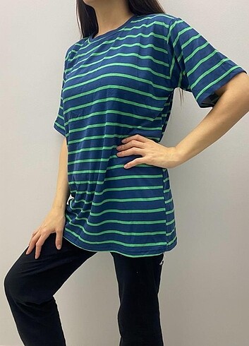 xl Beden çeşitli Renk Kadın Çizgili T-Shirt , Oversize T-Shirt