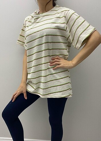 xl Beden çeşitli Renk Kadın Çizgili T-Shirt , Oversize T-Shirt