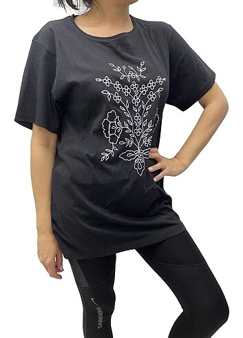 Kadın Siyah T-Shirt , Oversize T-Shirt