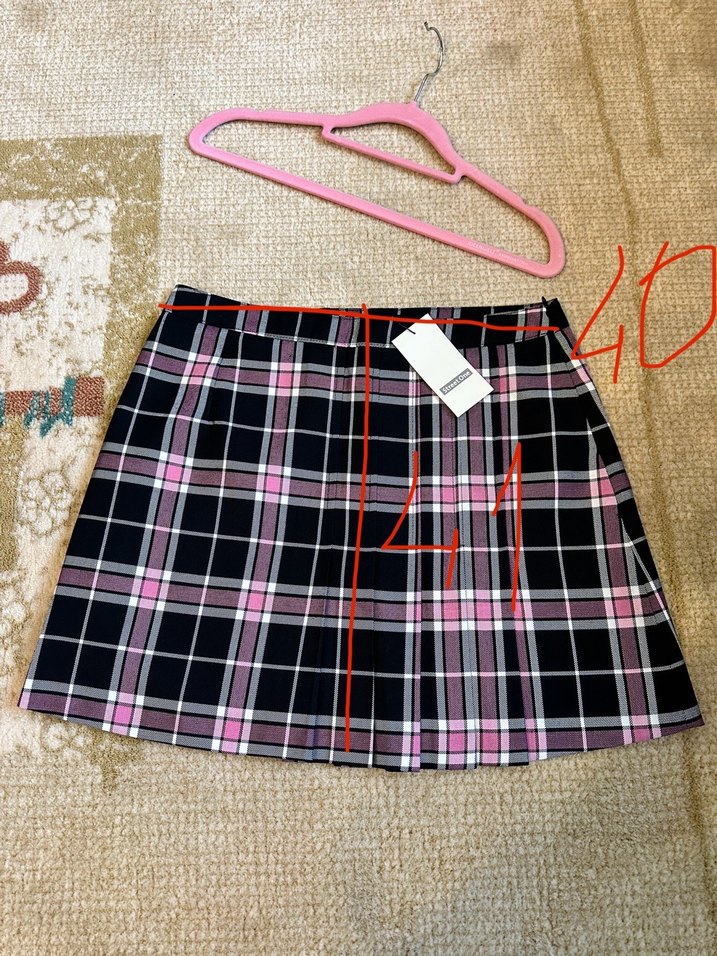 Pembe Ekose Pilili Mini Etek - Görsel 4