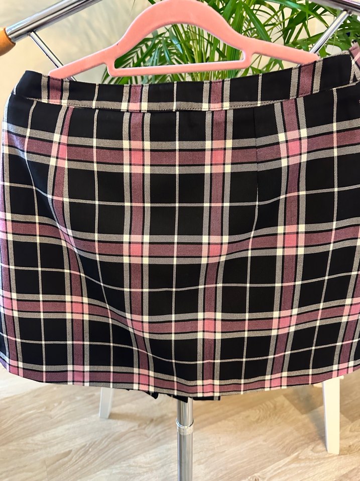 Pembe Ekose Pilili Mini Etek - Görsel 3