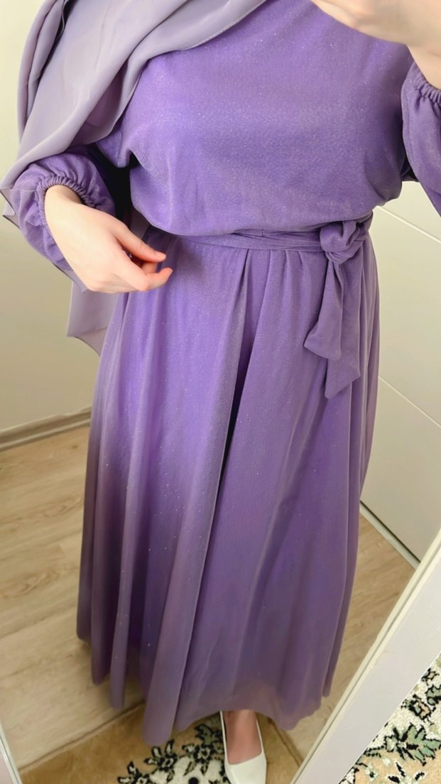 Uzun Mor Bohem Kadın Elbise - Görsel 2