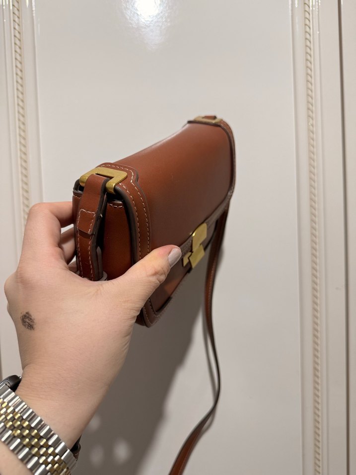 Klasik Kahverengi Deri Kadın Çanta Mango - Görsel 2