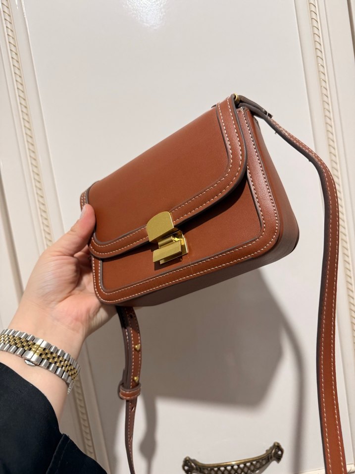 Klasik Kahverengi Deri Kadın Çanta Mango - Görsel 4